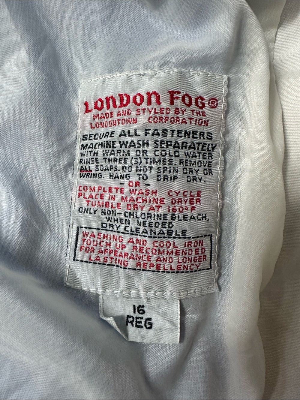 London Fog Blue Jacket with Cream Contrast Collar - Picture 6 of 6